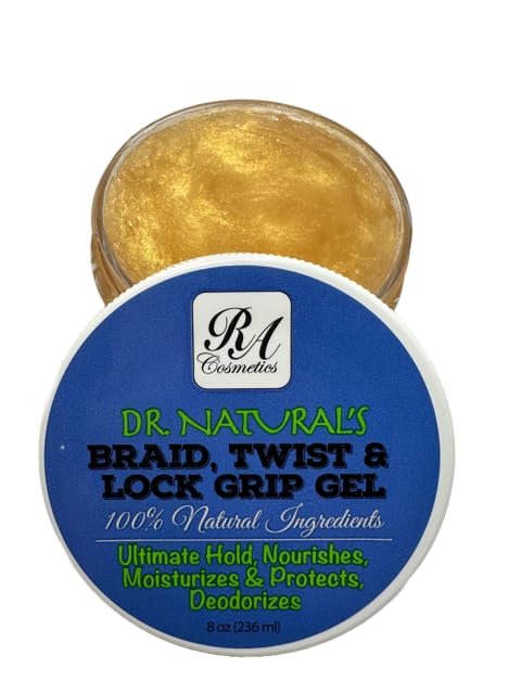 RA COSMETICS Braid, Twist & Lock Grip Gel 100% Ingredientes Naturales Ultimate Hold, Nutre, Hidrata, Desodoriza y Protege 8oz