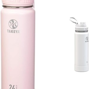 Takeya Actives – Botella de agua aislada de acero inoxidable con tapa de boquilla, 24 onzas, rubor y ártico Takeya Actives – Botella de agua aislada de acero inoxidable con tapa de boquilla, 24 onzas, rubor y ártico