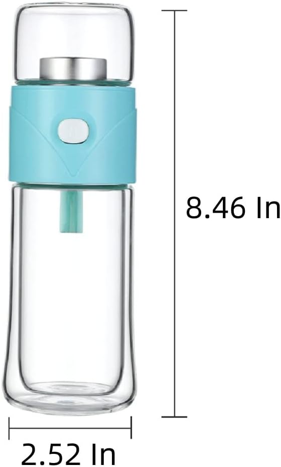 Botella infusora de té de vidrio, vaso de té con infusor, vaso portátil de vidrio de borosilicato de doble pared, botella de agua de vidrio de 11.8