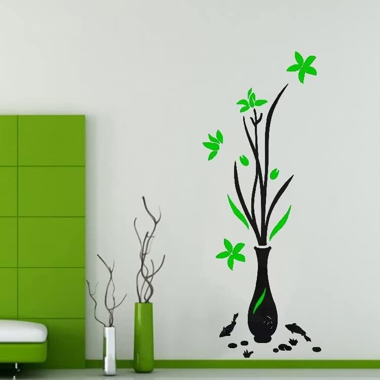 Calcomanías de decoración de pared para sala de estar, adhesivo 3D para jarrón rojo, decoración de pared para sala de estar, decoración del hogar,