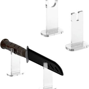 Soporte de exhibición de 2 piezas para cuchillo, soporte de acrílico para cuchillos de colección, soporte de exhibición de cuchillos de escritorio Soporte de exhibición de 2 piezas para cuchillo, soporte de acrílico para cuchillos de colección, soporte de exhibición de cuchillos de escritorio