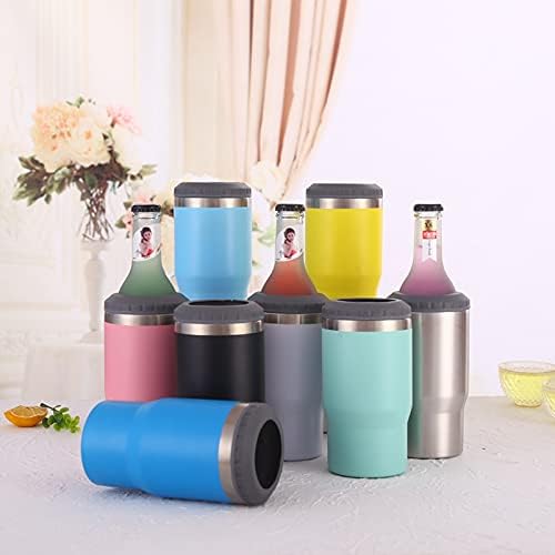 Gteller Aislador de latas de 14 onzas, tapas bidireccionales, enfriador de latas aislado de acero inoxidable de doble pared, soporte para botellas