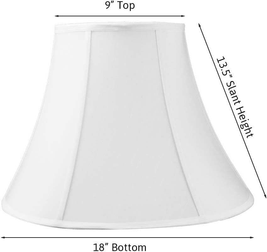 Pantalla Shantung de campana blanca de 9 x 18 x 13.5 pulgadas con instalador de araña de latón, perfecta para lámparas de mesa y pie, grande, color