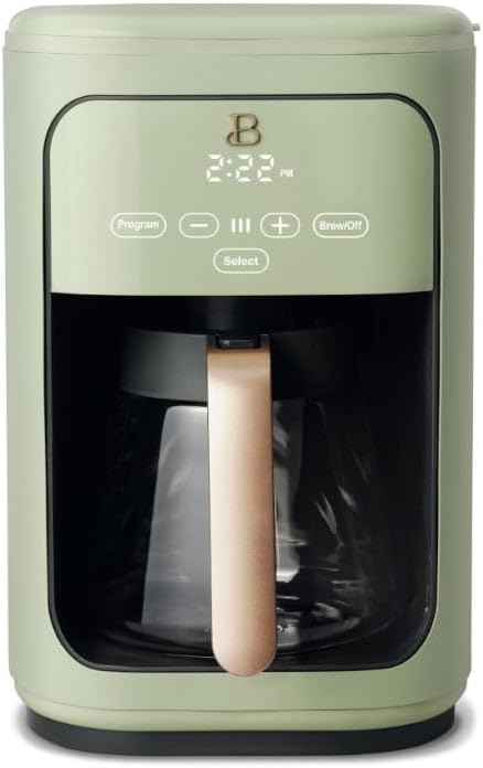 Cafetera programable con pantalla táctil de 14 tazas, glaseado blanco por Drew Barrymore Cafetera Whitelicing