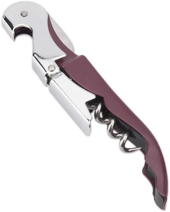 Sacacorchos de camarero profesional con cortador de aluminio, abridor manual de botellas de vino para servidores, camareros y camareros (rojo vino)