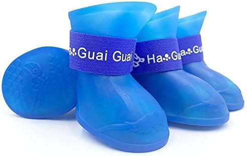 Botas de lluvia de goma antideslizantes y impermeables de colores de caramelo para perros (azul, XXL)