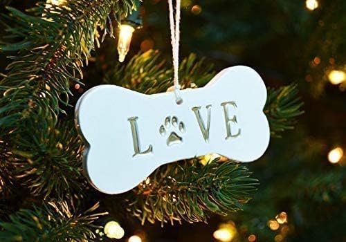 LOVE Dog Christmas Ornament, Dog Ornament, Dog Bone Ornament, Christmas Pet Ornament, Holiday Gift for Dog Lovers, Dog Gift