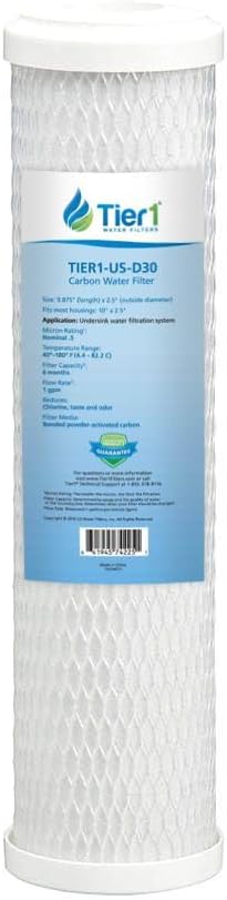 Tier1 Cartucho de repuesto de filtro de agua de carbono de flujo radial para toda la casa  Compatible con Pentek CBC-10, Omnifilter CB3, GE FXUVC,