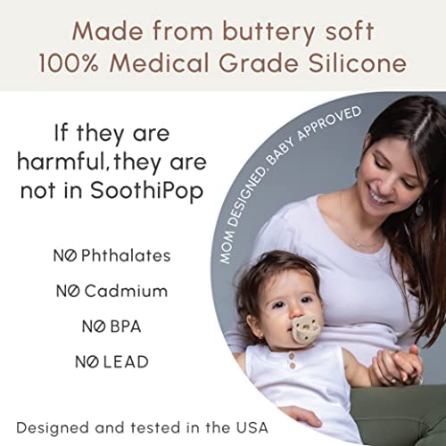 SoothiPop – Mordedera de silicona para bebés con forma de chupete de 3 meses (2 unidades) – Mordedera congelable y masticable para bebés,