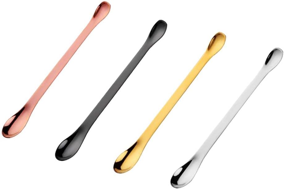 Stainless Steel Coffee Cocktail Stirring Spoon for Desserts Smoothie Mixing – Long Metal Cocktail Spoon with Double Spoon, for Malts, Milkshakes,