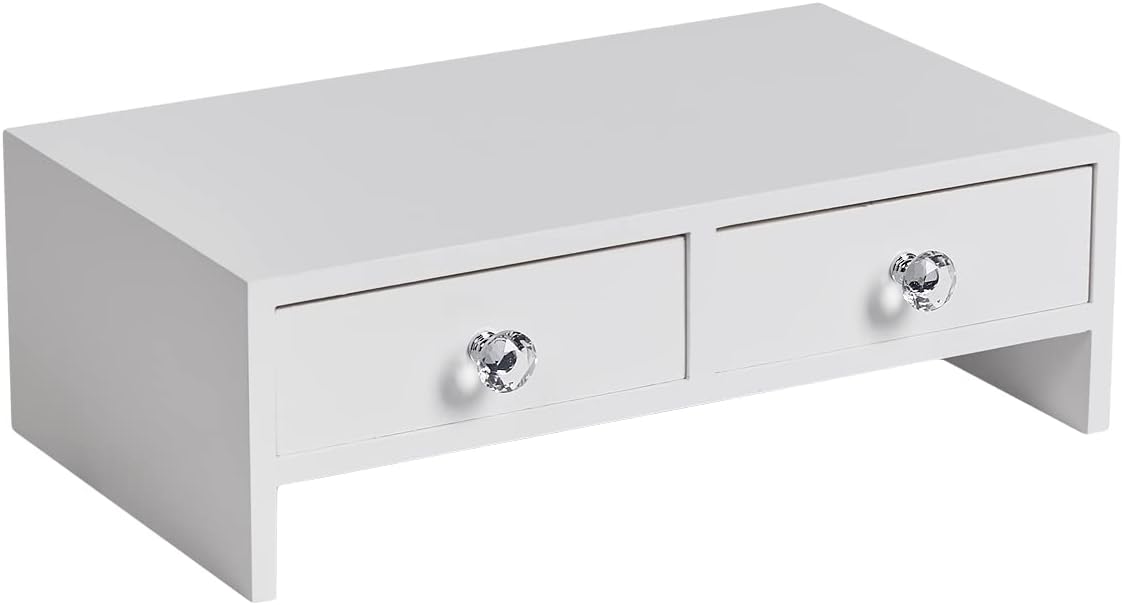 Soporte elevador para monitor con cajones, soporte para monitor de computadora, soporte organizador de escritorio para laptop, PC, suministros de