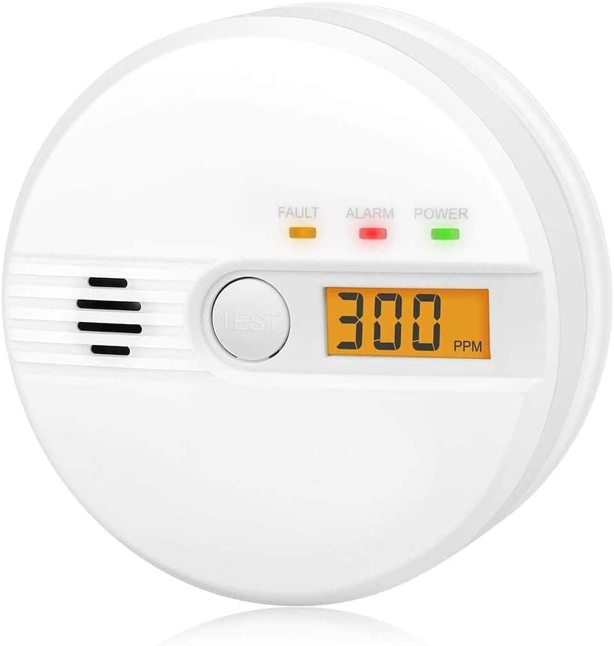 Detector de monóxido de carbono, alarma de 85 dB, botón de prueba, monitor de gas CO, alarma de monóxido de carbono, operación con batería, fácil