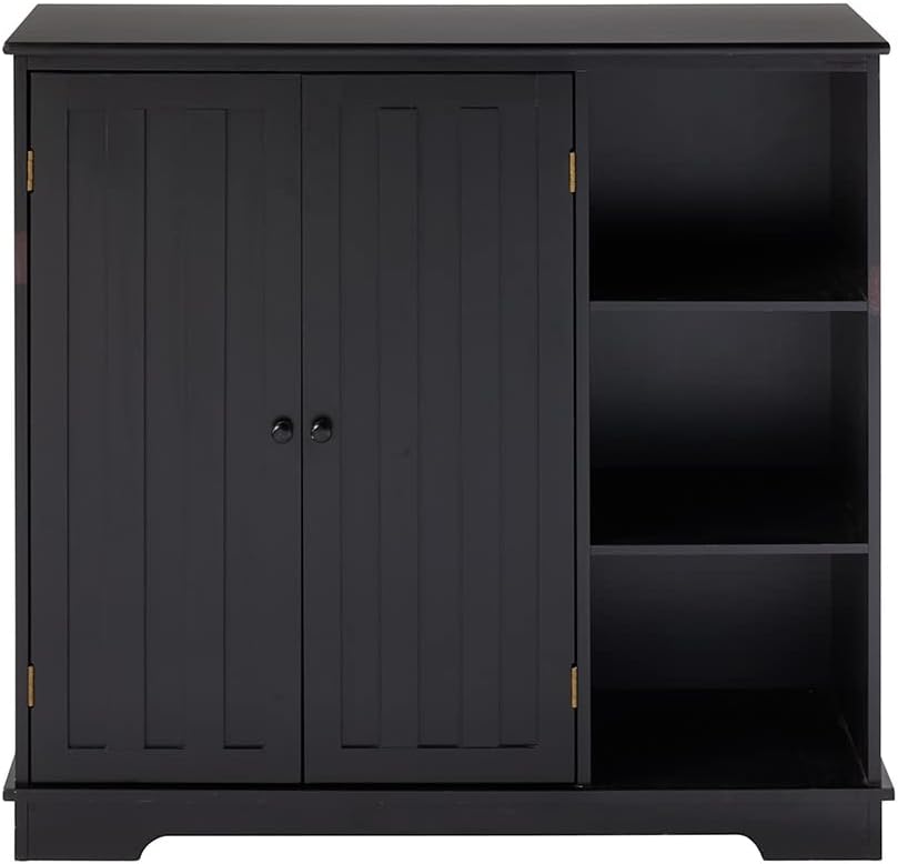 The Lakeside Collection Beadboard Buffet – Armario de almacenamiento, color negro