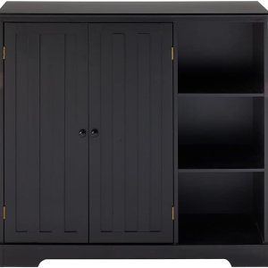 The Lakeside Collection Beadboard Buffet – Armario de almacenamiento, color negro The Lakeside Collection Beadboard Buffet – Armario de almacenamiento, color negro