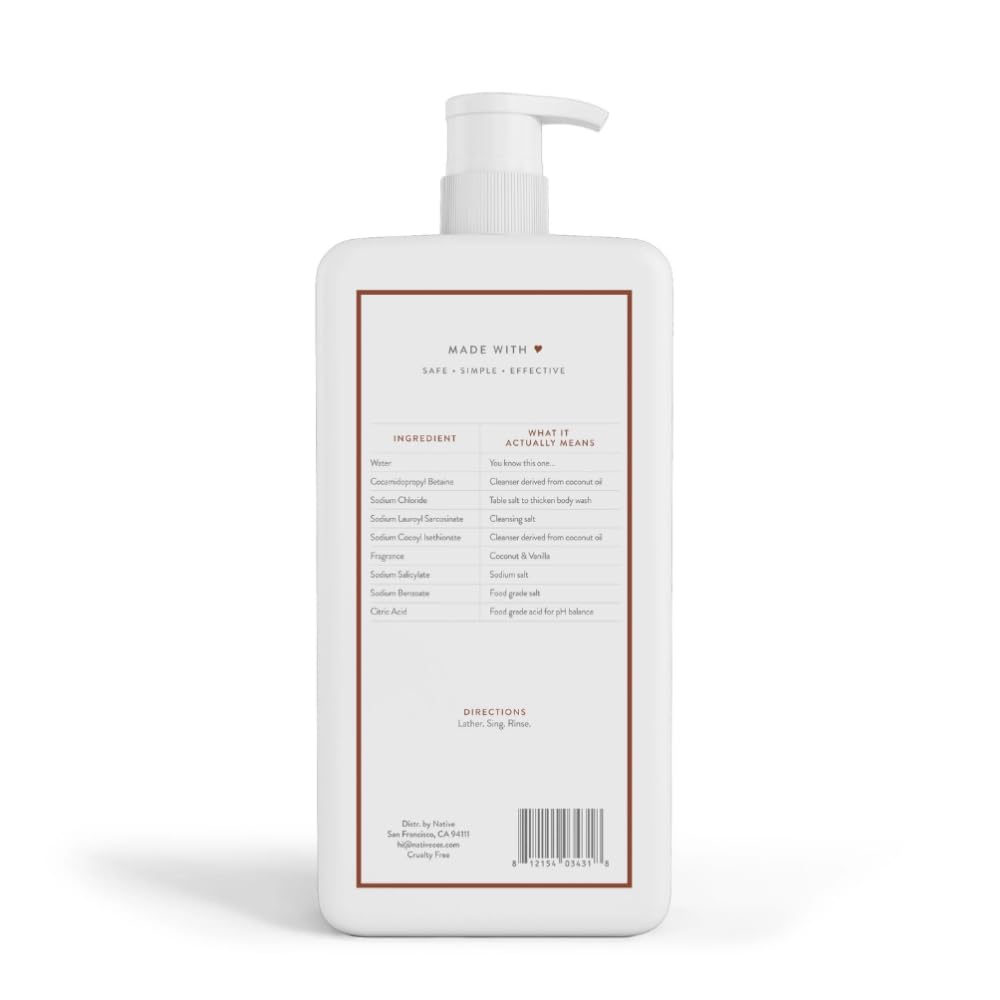 RAPTOR BROS Native Body Wash Jabón corporal hidratante natural para mujeres y hombres (paquete de 2 botellas de 36 onzas con bomba), sin sulfato,