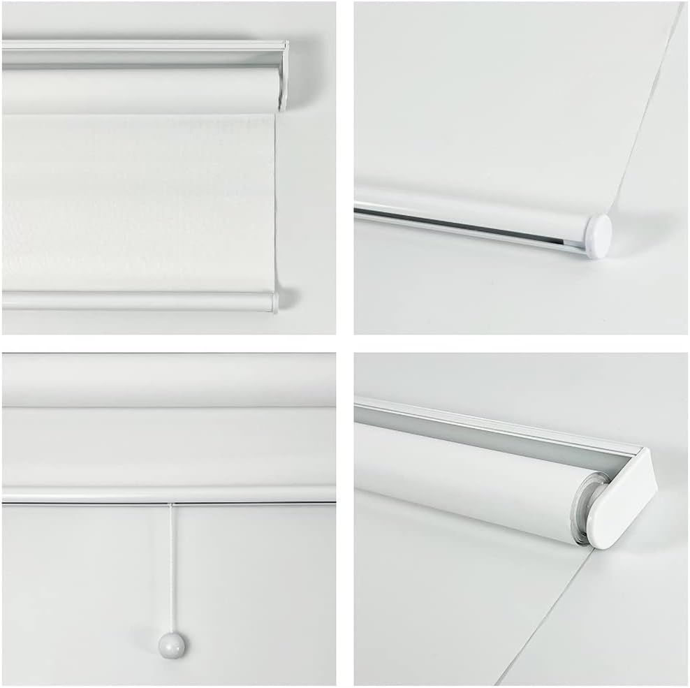 Persiana enrollable sin cordón, 100 % opacas para ventana y puerta, oficina y hogar (blanco, 26 pulgadas de ancho x 72 pulgadas de alto)