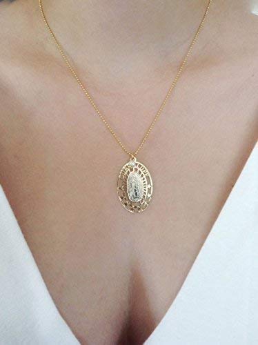 Gold Plated Our Lady of Guadalupe Medal Necklace for Women