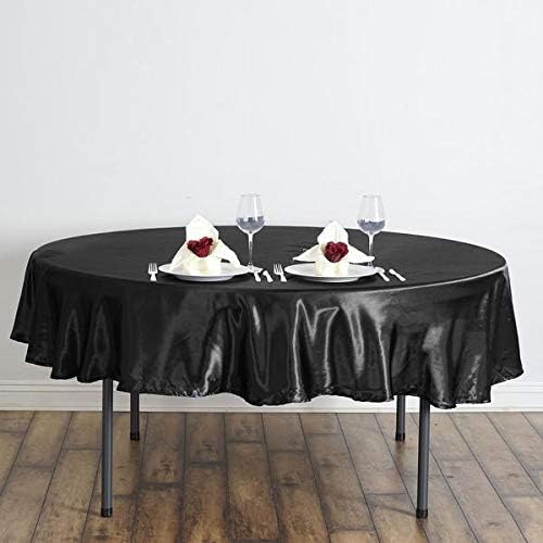BalsaCircle Mantel redondo de satén negro de 90 pulgadas para bodas, fiestas, recepciones, eventos, cocina, comedor
