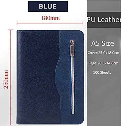 SAYEEC Cuaderno multifuncional A5 con cremallera, portátil, portafolio de viaje, bolsillo interior, carpeta de 6 anillas, carpeta para reuniones,