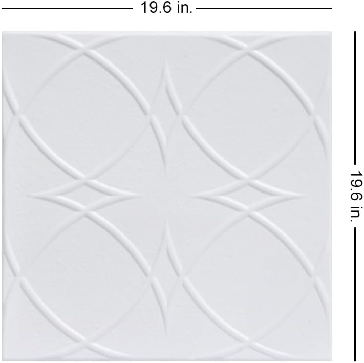 A La Maison Ceilings R82 – Azulejo de techo de espuma con pegamento de círculos y estrellas (128 pies cuadradoscaja), paquete de 48, blanco ultra