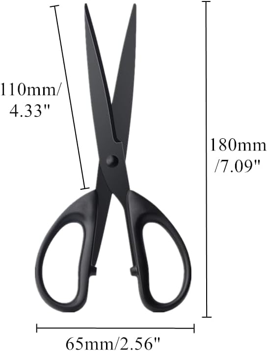Tijeras de oficina negras de 7 pulgadas, tijeras afiladas multiusos, tijeras de hoja de acero inoxidable, tijeras rectas con mango de acrilonitrilo