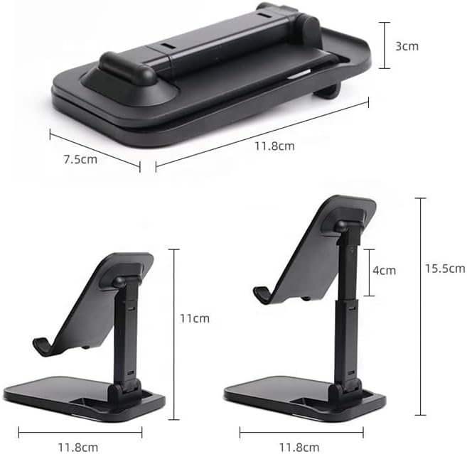 Soporte de teléfono para escritorio ángulo y altura ajustables Totalmente plegable Soporte para teléfono celular portátil y tableta iPad con base