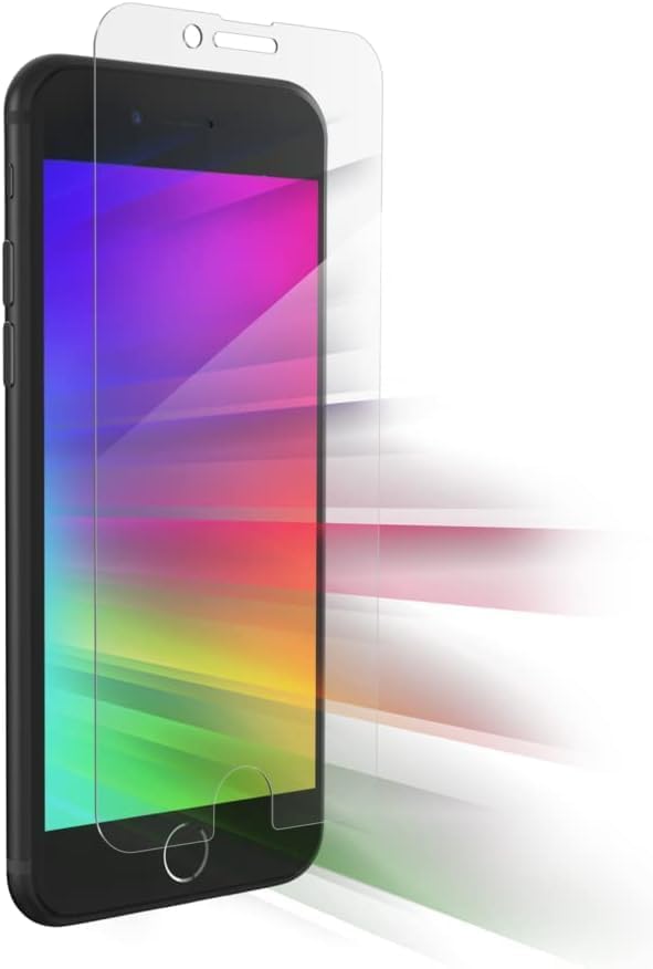 ZAGG InvisibleShield Glass Elite+ Plus – Protector de pantalla para iPhone SE (2 generación 2020 y 3 generación 2022), iPhone 8 y iPhone 7, vidrio