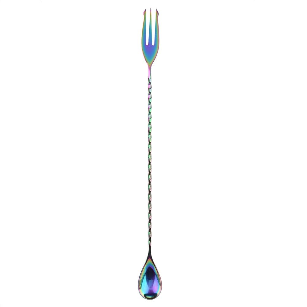 Cuchara de cóctel de acero inoxidable con mango largo, herramienta de mezcla resistente para bebidas, cócteles, café, esencial para camareros (cola