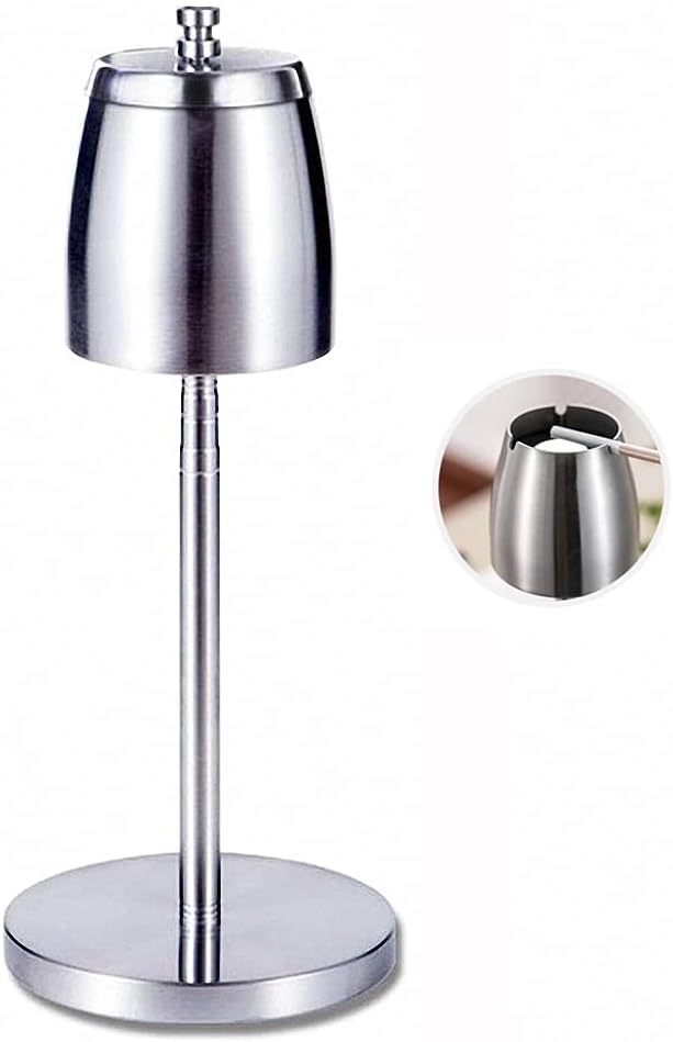 Ceniceros de acero inoxidable con tapa, ceniceros ajustables para el suelo, para interiores y exteriores, resistentes al viento, a prueba de lluvia,