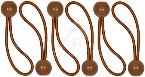 Cuerdas elásticas para toldo, 6 pulgadas, 6 piezas (10, marrón)