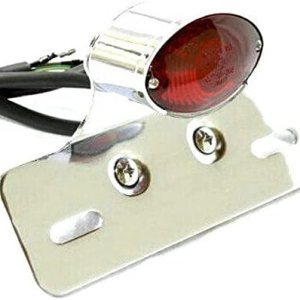 Heinmo Luz trasera de ojo de gato doble para motocicleta, soporte para placa de matrícula personalizada, luz trasera negra, luz de freno, luz Heinmo Luz trasera de ojo de gato doble para motocicleta, soporte para placa de matrícula personalizada, luz trasera negra, luz de freno, luz