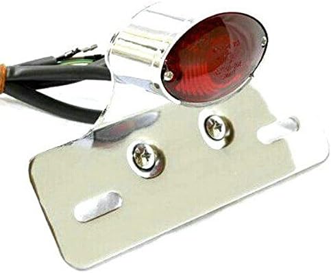 Heinmo Luz trasera de ojo de gato doble para motocicleta, soporte para placa de matrícula personalizada, luz trasera negra, luz de freno, luz