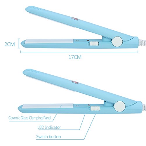 Dioche Mini plancha plana 2 en 1, mini plancha de pelo de 4 colores, plancha plana de cerámica turmalina, rizador de calefacción para salón