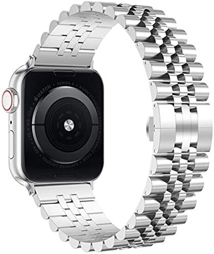 Wolait – Correa pesada de acero inoxidable con cierre plegable de mariposa para iWatch Series 76SESeries 543 compatible con Apple Watch Band de 1.77