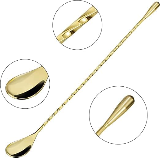 MX43 – Juego de 2 cucharas mezcladoras de acero inoxidable de mango largo de 19 pulgadas, cuchara de bar, cuchara de mezcla de cóctel, ideal para