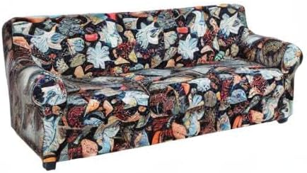 hyha Funda para sofá, diseño floral, elástica, estampada, 4 piezas, fundas para sofá de 3 cojines separados, protector de muebles lavable para