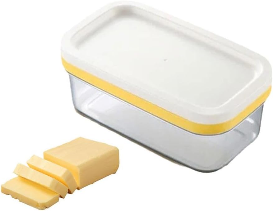 Caja de mantequilla 2 en 1, rebanadora de mantequilla y recipiente de almacenamiento, contenedor de mantequilla con tapa, cortador de mantequilla de