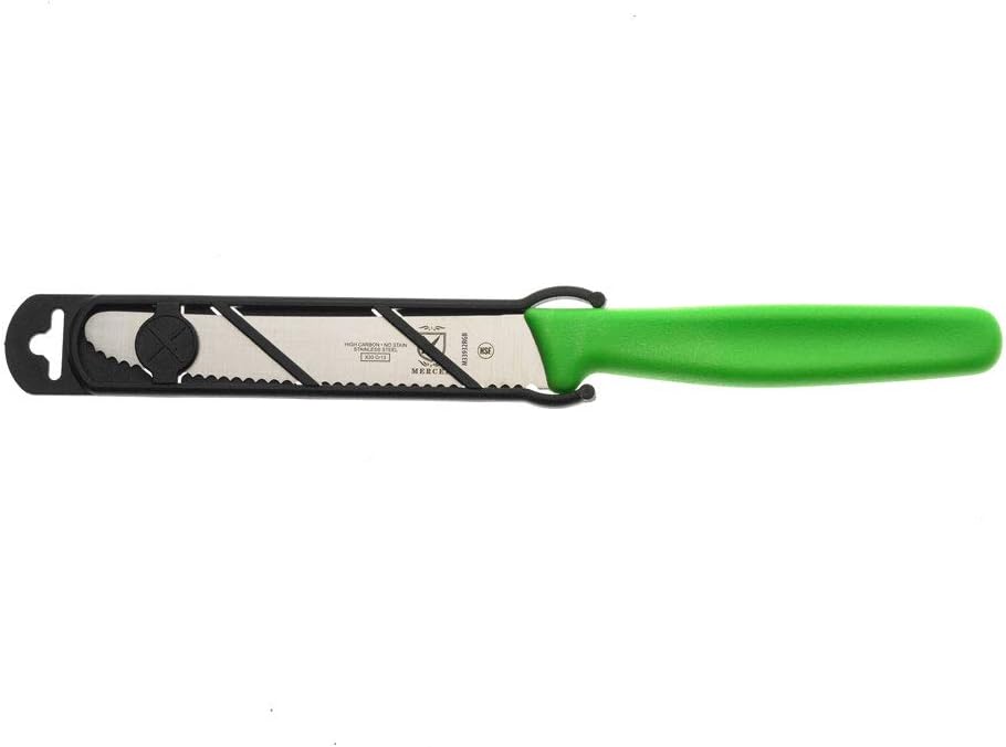 Mercer Culinary M33932GRB Cuchillo de barra, 4-516″ borde ondulado, punta redondeada, verde