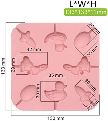 Moldes de silicona para piruletas de dibujos animados en 3D y 25 palitos de papel (4 pulgadas), para conejo, huevo, zanahoria, pato, fiesta de