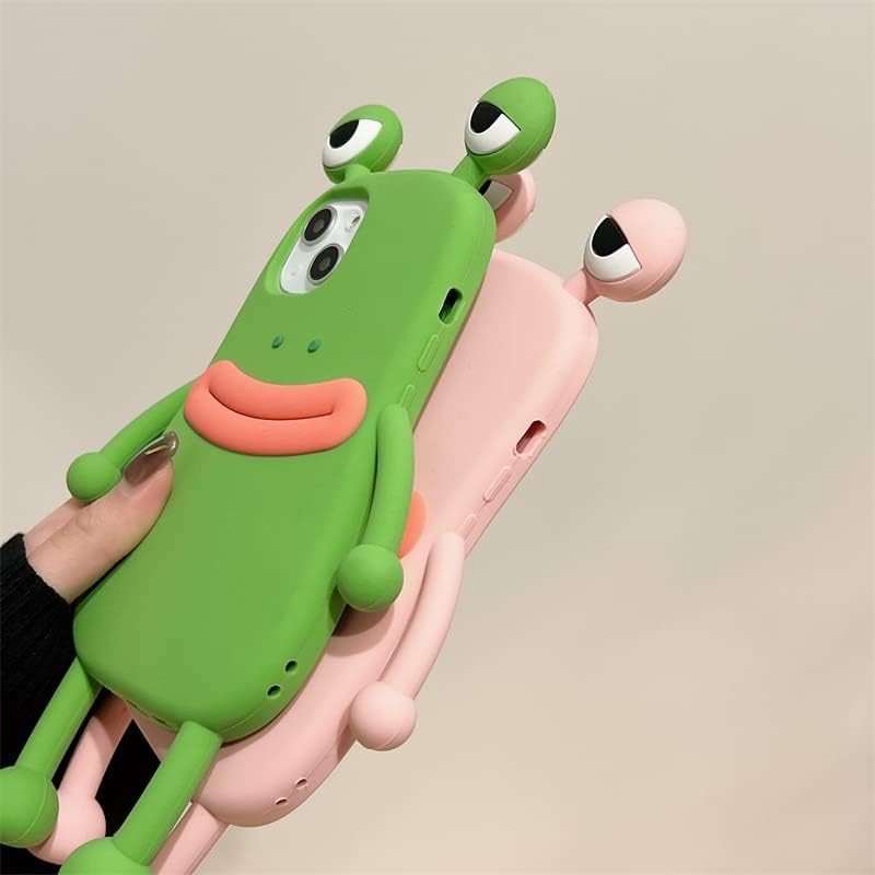 Funda para teléfono con boca de salchicha de perro caliente, ojos grandes, rana verde, rana rosa, funda de teléfono de goma de silicona TPU suave