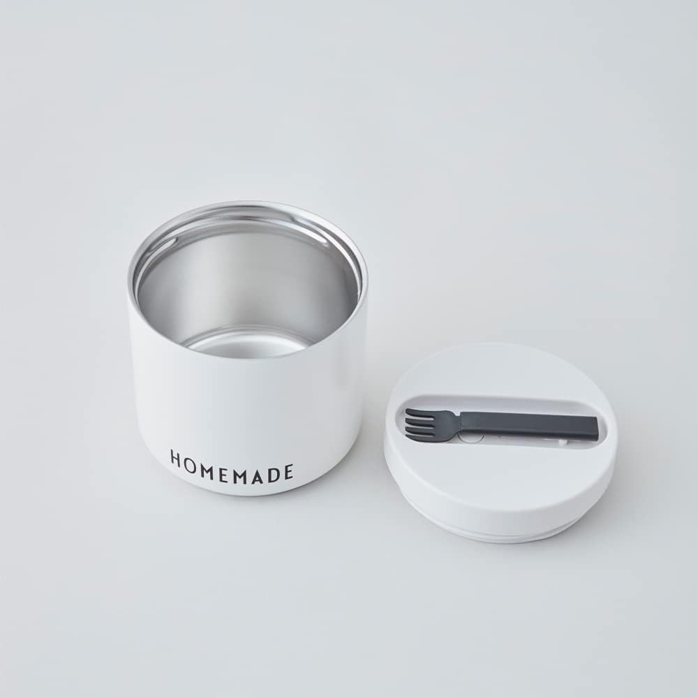 Design Letters Recipiente de comida aislado con cuchara y tenedor  Termo para comida caliente tapa sin fugas  Tarro de alimentos aislado de boca