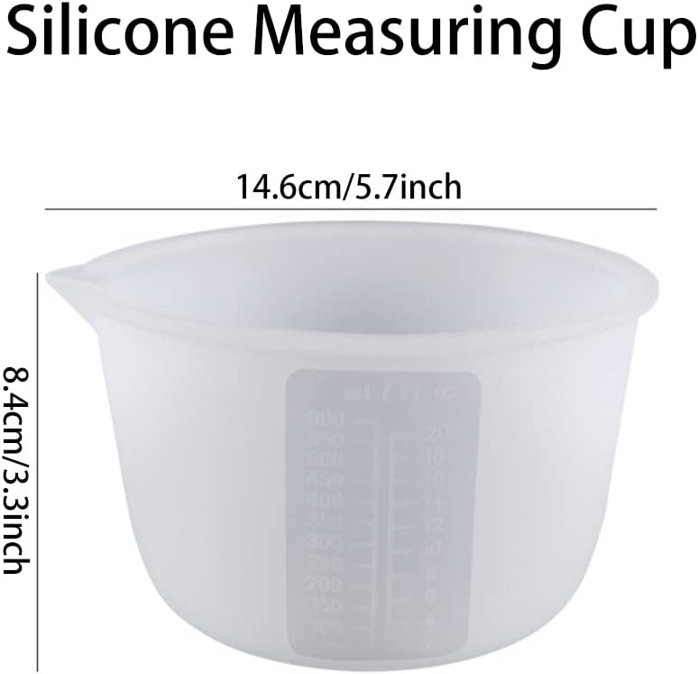 KyeeaDIY Tazas medidoras de silicona grandes, antiadherentes, reutilizables, de resina epoxi para mezclar tazas flexibles de alta precisión para