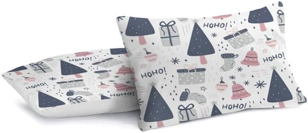 Bidesign Juego de funda de edredón tamaño matrimonial con temática navideña (diseño de cerezaárbol de Navidadcampana) para vacaciones (1 funda de