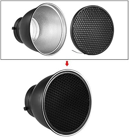 Andoer Difusor reflector estándar de 7 pulgadas con rejilla de panal de 60 para Godox YONGNUO Bowens Mount Studio Strobe Flash Light Speedlite