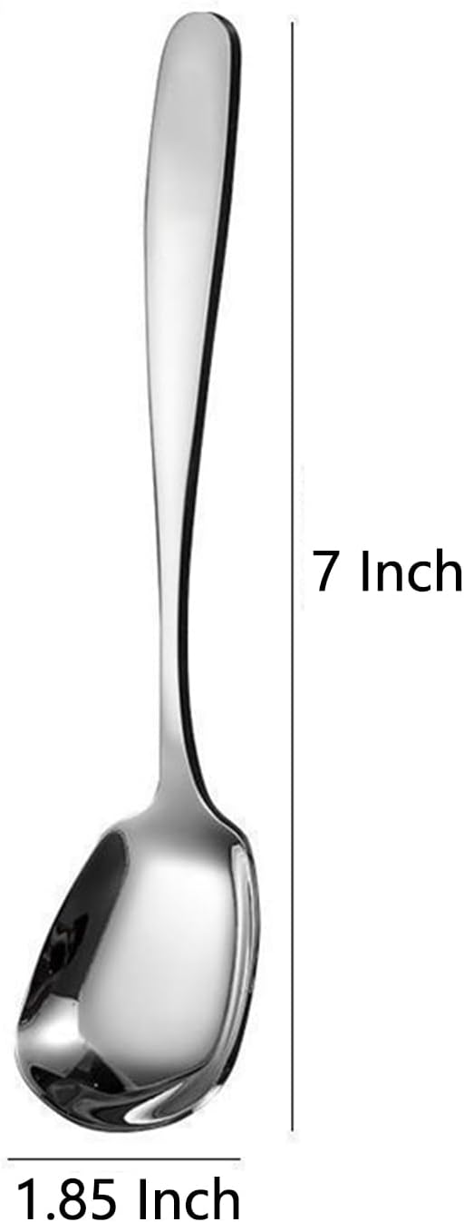 Cucharas de cabeza cuadrada, cuchara de azúcar cuadrada de estilo coreano, cucharas de sopa gruesas de acero inoxidable pesado, cucharas de mesa,