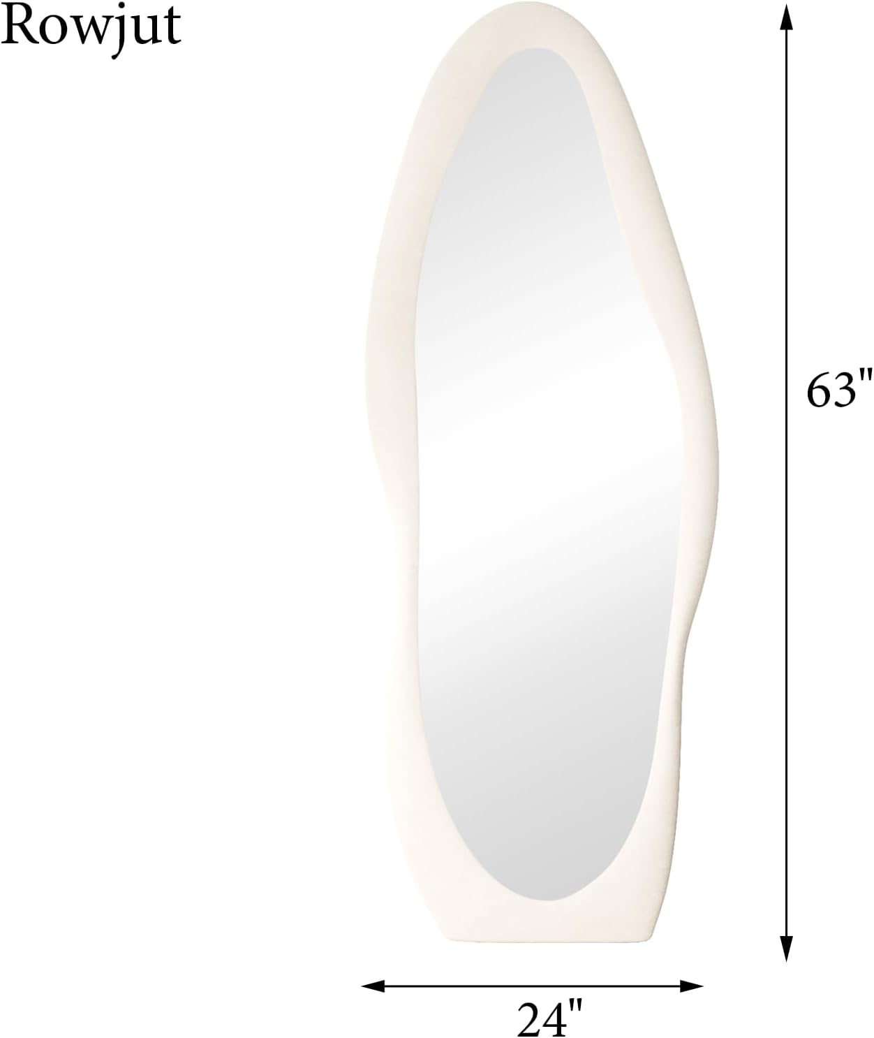 Espejo de longitud completa, espejo de 63 x 24 pulgadas, espejo irregular para montar en la pared, espejo de pie con franela, espejo de cuerpo