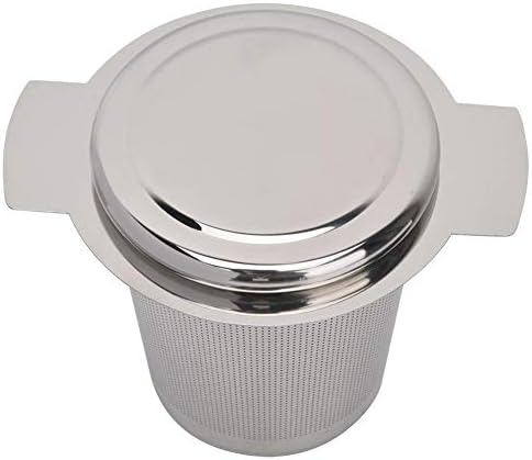 Infusor de té, filtro de filtro de té de acero inoxidable con tapa y asas dobles, infusor de té perfecto para tazas de té de grano de hojas, tazas y