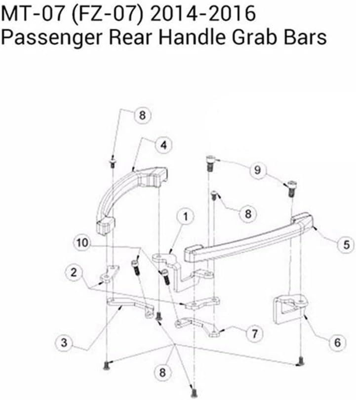 Reposabrazos del asiento trasero de la motocicleta, barras de agarre para asiento trasero del pasajero para Y&AMAHA MT07 MT-07 FZ-07 MT-07 MT 07