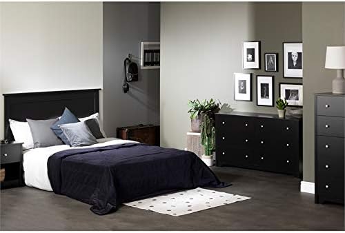 Pemberly Row Cabecero moderno de maderapanel planotamaño queennegro