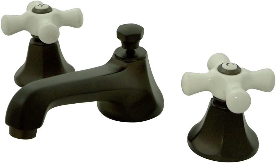 Kingston Brass KS4465PX Metropolitan Grifo de Lavabo Generalizado con Mango Cruzado de Porcelana, Bronce Aceitado
